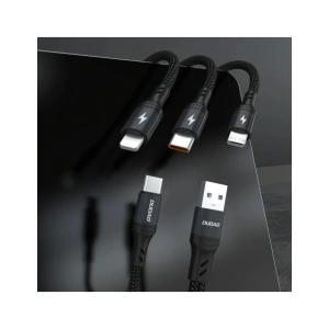 Kabel Dudao L3W USB-A / USB-C do Lightning / USB-C / MicroUSB 66W czarny