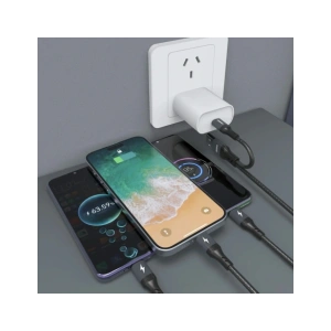 Kabel Dudao L3W USB-A / USB-C do Lightning / USB-C / MicroUSB 66W czarny