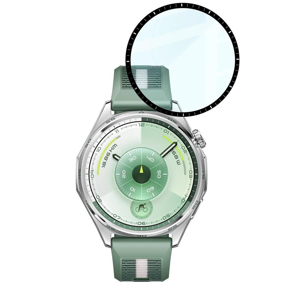 Szkło hybrydowe Bizon Glass Watch Edge Hybrid do Huawei Watch GT6 46mm czarne