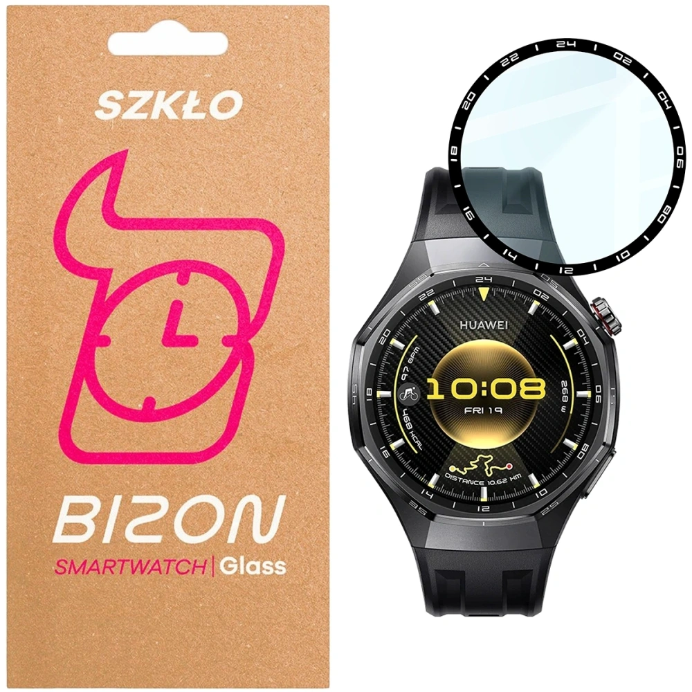 Szkło hybrydowe Bizon Glass Watch Edge Hybrid do Huawei Watch GT6 Pro 46mm czarne