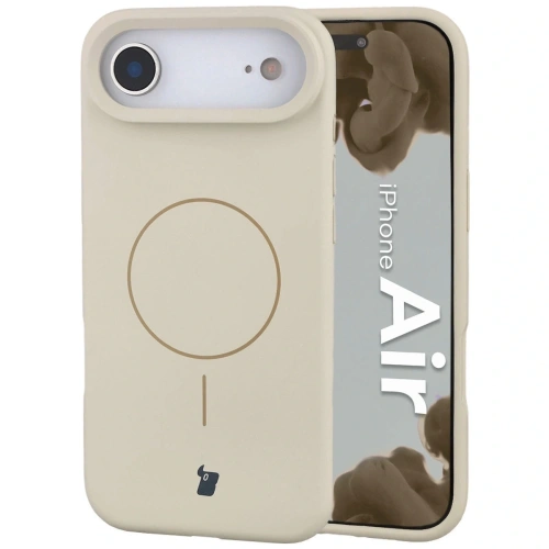 Silikonowe etui z pierścieniem magnetycznym Bizon Soft Case Magnetic do Apple iPhone Air écru