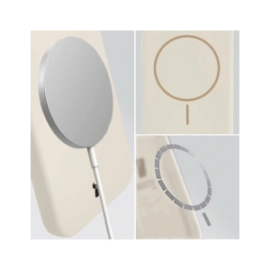 Silikonowe etui z pierścieniem magnetycznym Bizon Soft Case Magnetic do Apple iPhone Air écru