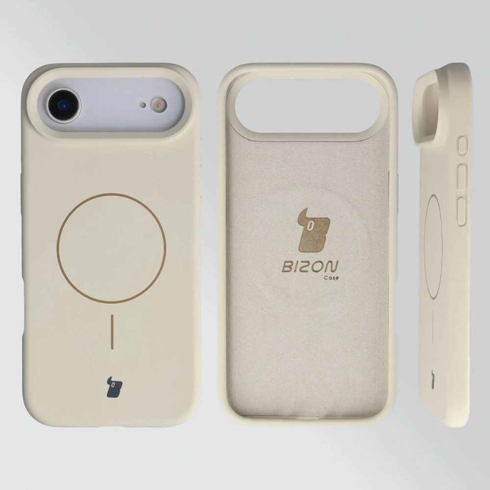 Silikonowe etui z pierścieniem magnetycznym Bizon Soft Case Magnetic do Apple iPhone Air écru