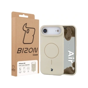 Silikonowe etui z pierścieniem magnetycznym Bizon Soft Case Magnetic do Apple iPhone Air écru