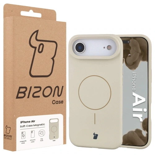Silikonowe etui z pierścieniem magnetycznym Bizon Soft Case Magnetic do Apple iPhone Air écru
