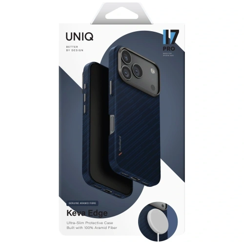 Etui UNIQ Keva EDGE do Apple iPhone 17 Pro Magclick Charging niebieski