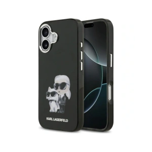 Etui Karl Lagerfeld IML Aquarelle Karl & Choupette & Logo MagSafe do Apple iPhone 17 czarny