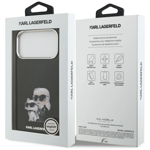 Etui Karl Lagerfeld IML Aquarelle Karl & Choupette & Logo MagSafe do Apple iPhone 17 Pro czarny