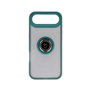 Etui z uchwytem na palec Bizon Case Hybrid Ring do Apple iPhone Air przydymione z ciemnozieloną ramką