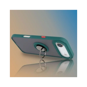 Etui z uchwytem na palec Bizon Case Hybrid Ring do Apple iPhone Air przydymione z ciemnozieloną ramką