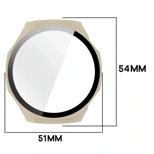 Etui ze szkłem do zegarka Bizon Case+Glass Watch do Huawei Watch GT6 Pro 46mm beżowe