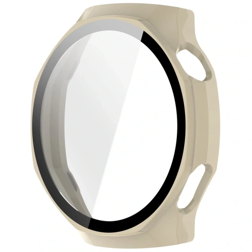 Etui ze szkłem do zegarka Bizon Case+Glass Watch do Huawei Watch GT6 Pro 46mm beżowe