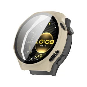 Etui ze szkłem do zegarka Bizon Case+Glass Watch do Huawei Watch GT6 Pro 46mm beżowe