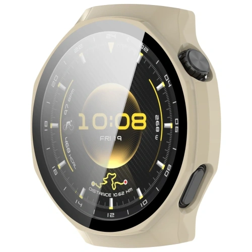 Etui ze szkłem do zegarka Bizon Case+Glass Watch do Huawei Watch GT6 Pro 46mm beżowe