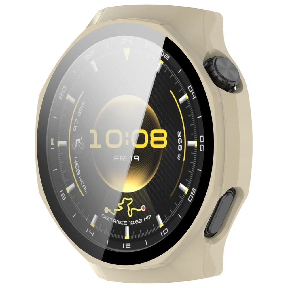 Etui ze szkłem do zegarka Bizon Case+Glass Watch do Huawei Watch GT6 Pro 46mm beżowe