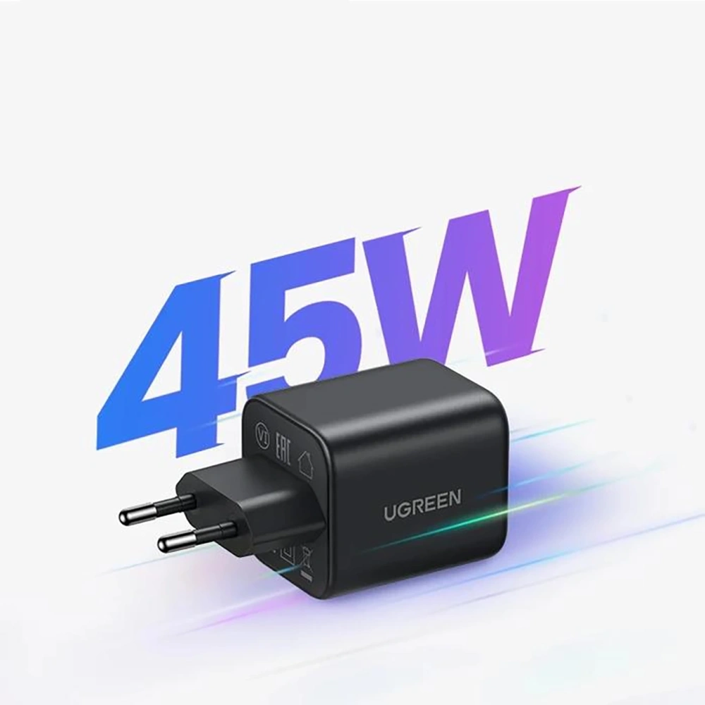 Ładowarka sieciowa Ugreen Nexode N Series X525 45W GaN USB-A, USB-C czarna