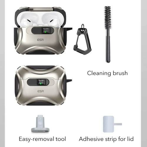 Etui ESR Cyber FlickLock HaloLock MagSafe do Apple AirPods Pro 3 Titanium