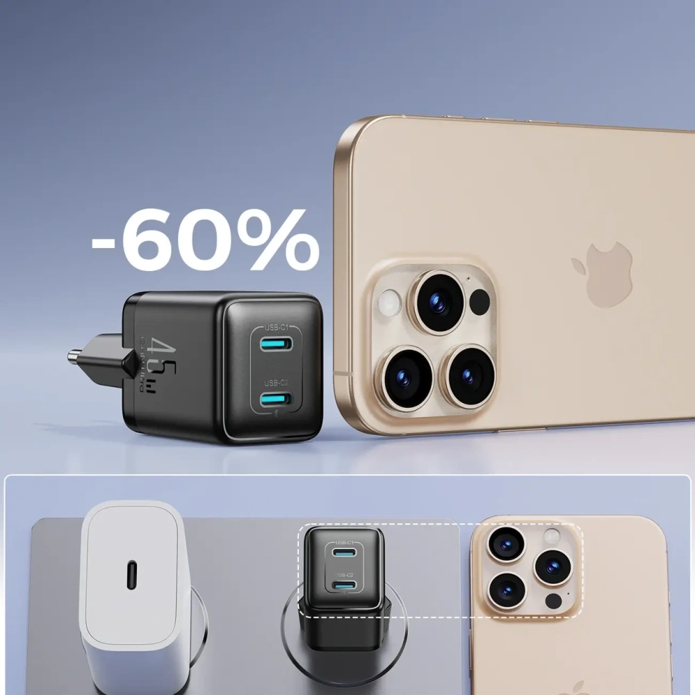 Ładowarka sieciowa Joyroom JR-TCG17 45W 2xUSB-C czarna