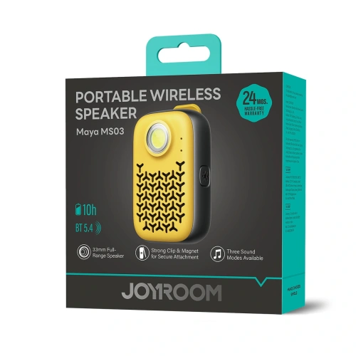 Przenośny głośnik Joyroom Maya JR-MS03 IP67 Bluetooth 5.4 z wbudowaną latarką żółty