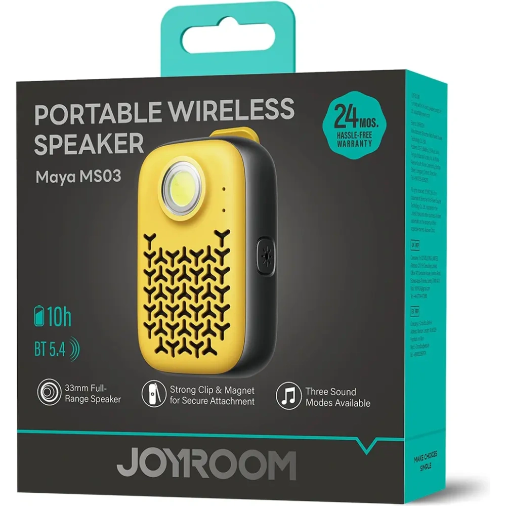 Przenośny głośnik Joyroom Maya JR-MS03 IP67 Bluetooth 5.4 z wbudowaną latarką żółty