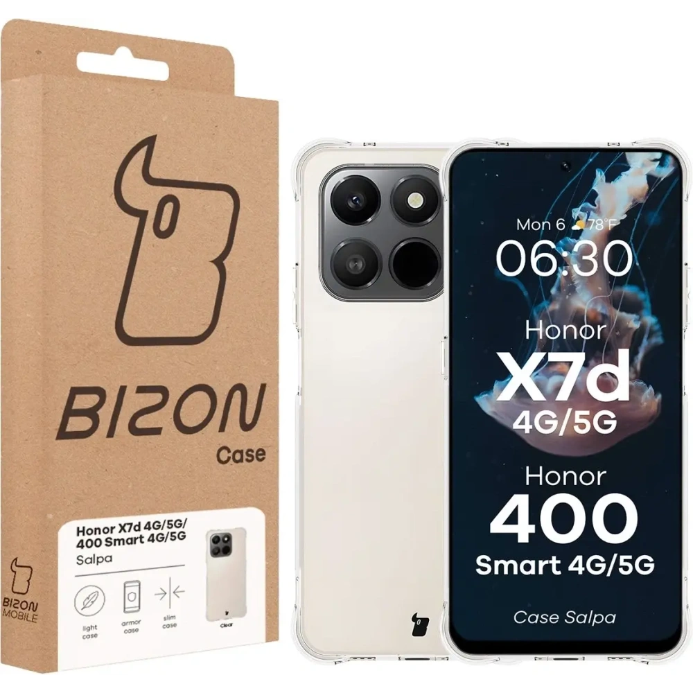 Elastyczne etui Bizon Case Salpa do Honor X7d / Honor 400 Smart przezroczyste