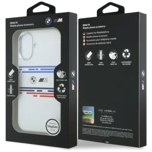 Etui BMW M Silicon Horizontal Line MagSafe do Apple iPhone 17 biały