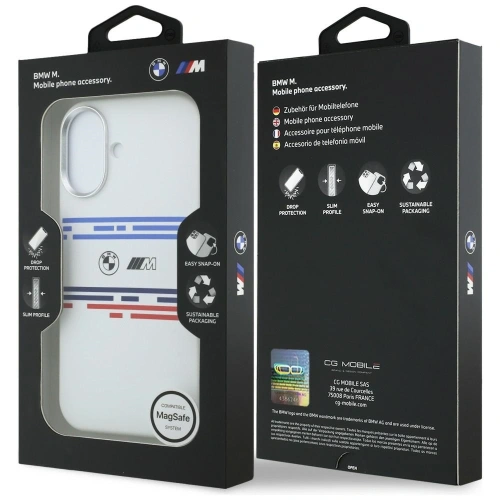 Etui BMW M Silicon Horizontal Line MagSafe do Apple iPhone 17 biały