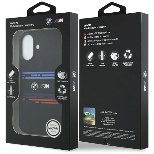Etui BMW M Silicon Horizontal Line MagSafe do Apple iPhone 17 czarny