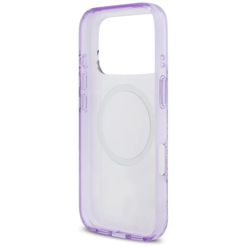 Etui Guess IML Flower & Tonal Circle MagSafe do Apple iPhone 17 Pro fioletowy