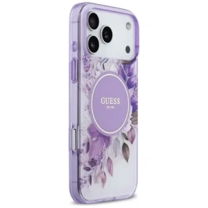 Etui Guess IML Flower & Tonal Circle MagSafe do Apple iPhone 17 Pro Max fioletowy