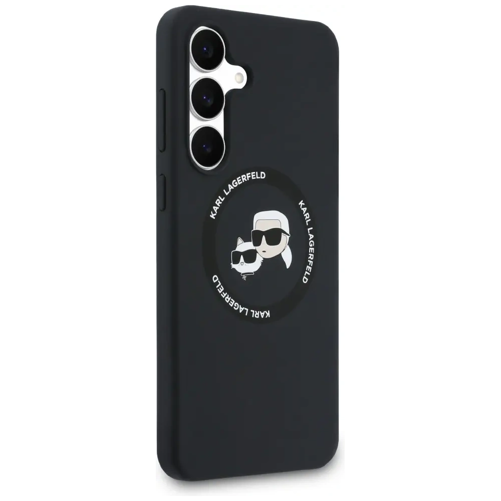 Etui Karl Lagerfeld Silicone Karl&Choupette Heads MagSafe do Samsung Galaxy S25 FE czarny