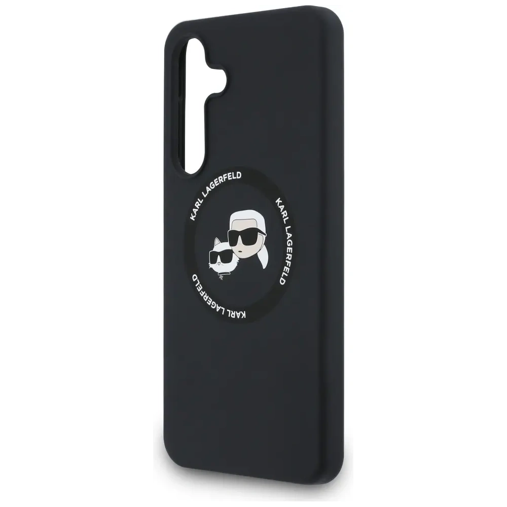 Etui Karl Lagerfeld Silicone Karl&Choupette Heads MagSafe do Samsung Galaxy S25 FE czarny