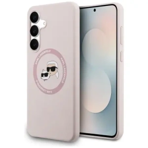 Etui Karl Lagerfeld Silicone Karl&Choupette Heads MagSafe do Samsung Galaxy S25 FE różowy