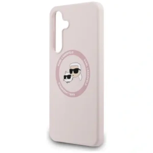 Etui Karl Lagerfeld Silicone Karl&Choupette Heads MagSafe do Samsung Galaxy S25 FE różowy
