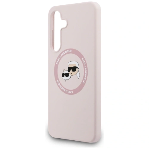 Etui Karl Lagerfeld Silicone Karl&Choupette Heads MagSafe do Samsung Galaxy S25 FE różowy
