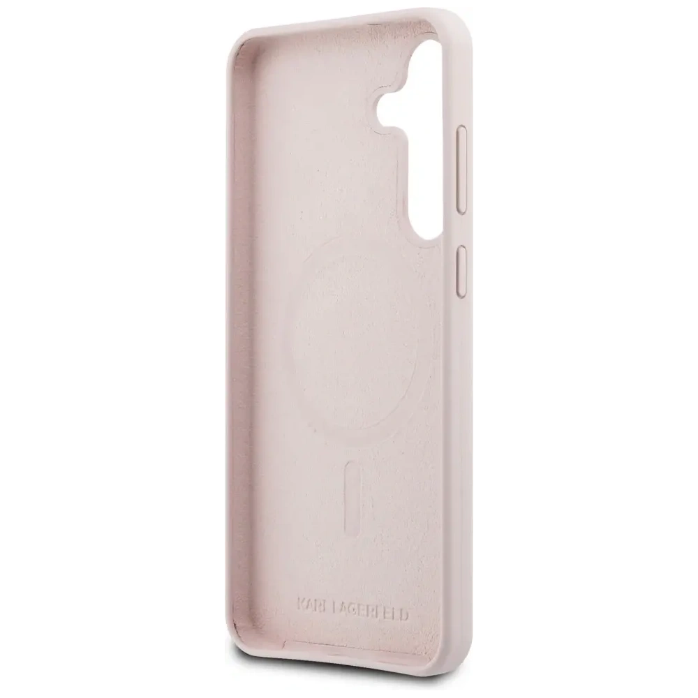 Etui Karl Lagerfeld Silicone Karl&Choupette Heads MagSafe do Samsung Galaxy S25 FE różowy