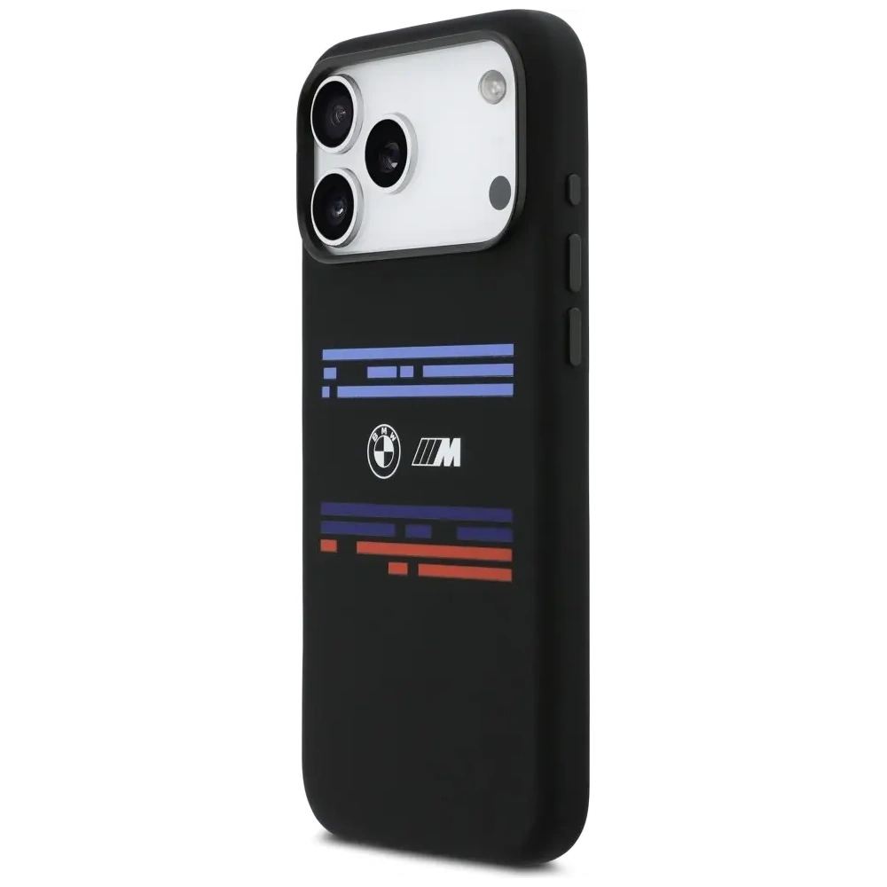 Etui BMW M Silicon Horizontal Line MagSafe do Apple iPhone 17 Pro Max czarny