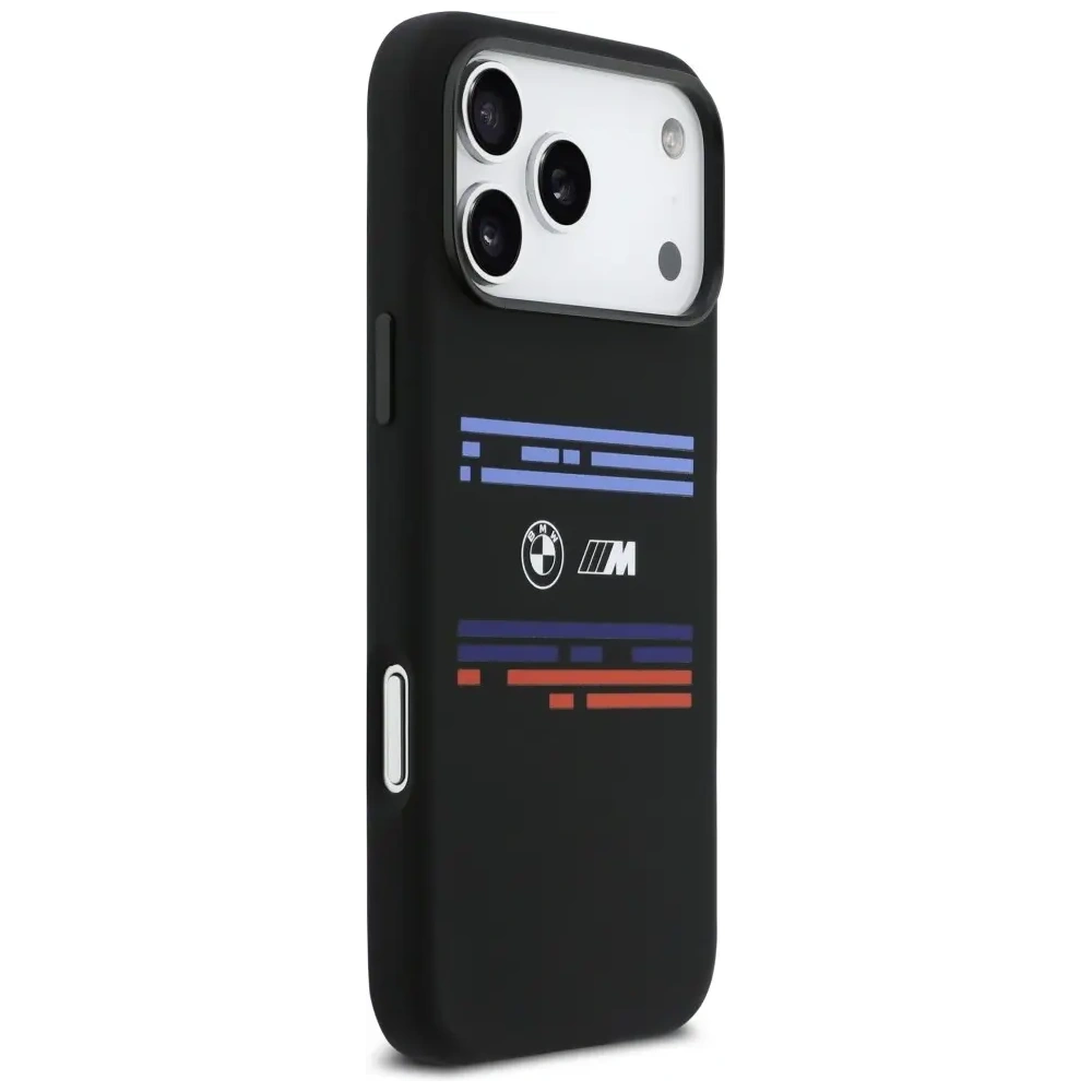 Etui BMW M Silicon Horizontal Line MagSafe do Apple iPhone 17 Pro Max czarny