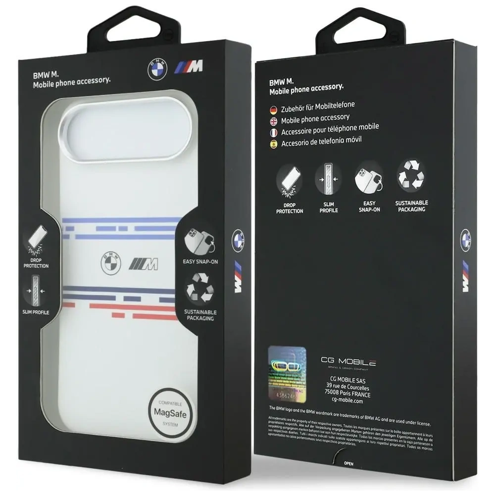 Etui BMW M Silicon Horizontal Line MagSafe do Apple iPhone Air biały