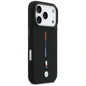 Etui BMW M Silicon Tricolor Line MagSafe do Apple iPhone 17 Pro czarny