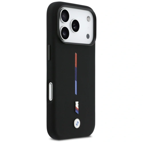 Etui BMW M Silicon Tricolor Line MagSafe do Apple iPhone 17 Pro czarny