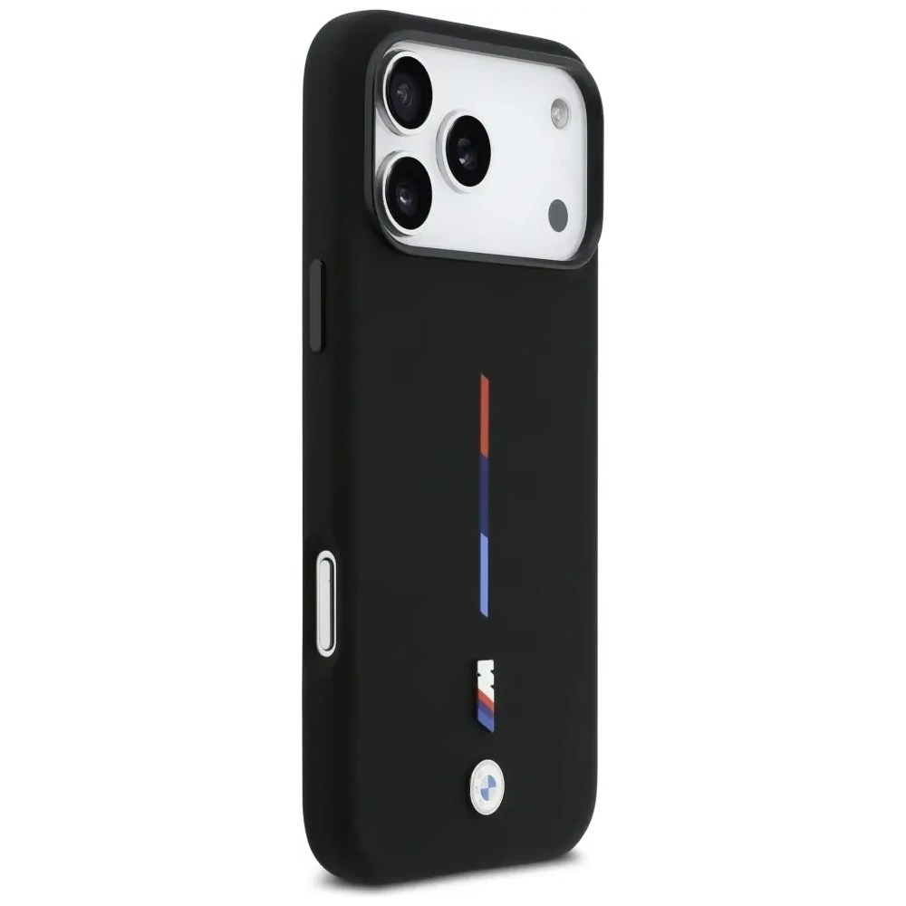 Etui BMW M Silicon Tricolor Line MagSafe do Apple iPhone 17 Pro Max czarny