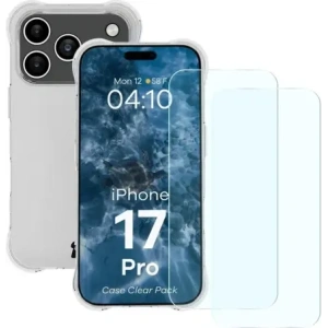 Elastyczne etui + 2x szkło hartowane Bizon Case Clear Pack do Apple iPhone 17 Pro