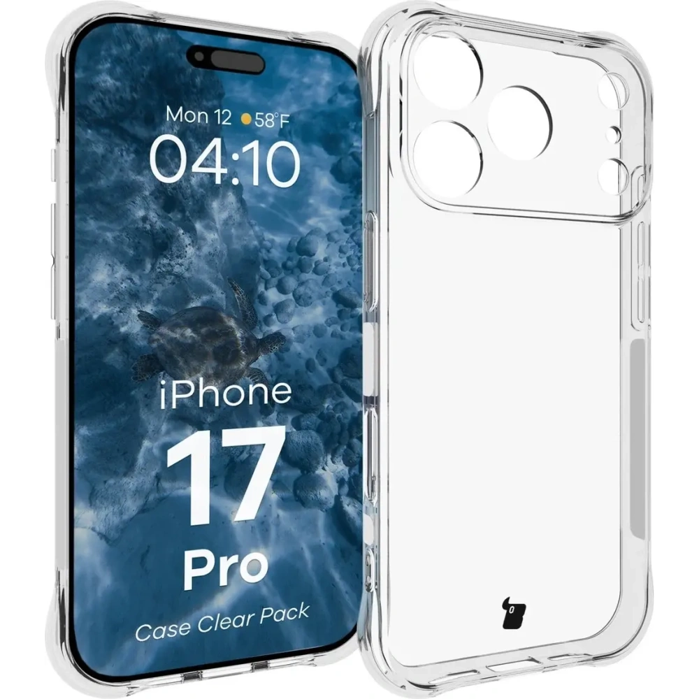 Elastyczne etui + 2x szkło hartowane Bizon Case Clear Pack do Apple iPhone 17 Pro