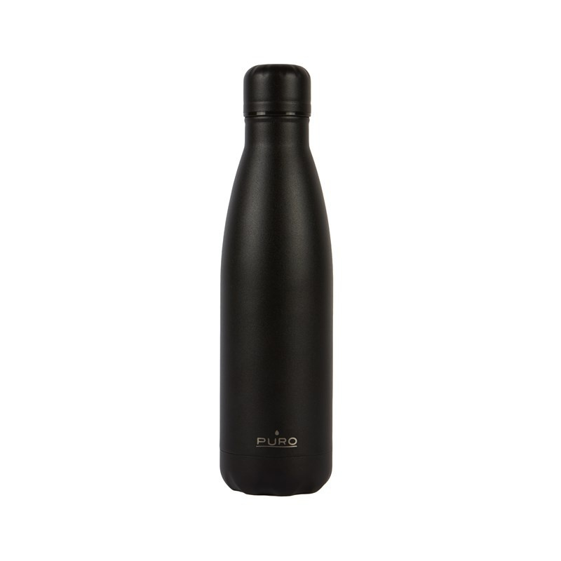 Puro Distributor - 8033830284700 - PUR226BLK - PURO ICON Thermal Stainless Steel Water Bottle 500ml (Black) (Powder Coating) - B2B homescreen