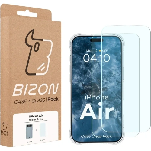 Elastyczne etui + 2x szkło hartowane Bizon Case Clear Pack do Apple iPhone Air