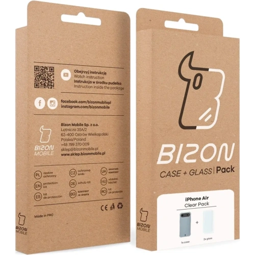 Elastyczne etui + 2x szkło hartowane Bizon Case Clear Pack do Apple iPhone Air