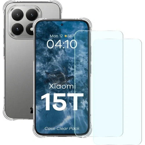 Elastyczne etui + 2x szkło hartowane Bizon Case Clear Pack do Xiaomi 15T