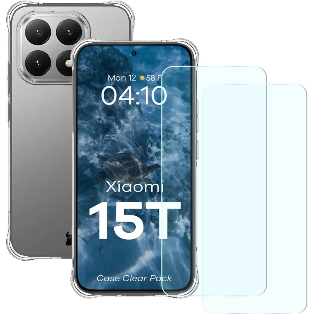 Elastyczne etui + 2x szkło hartowane Bizon Case Clear Pack do Xiaomi 15T