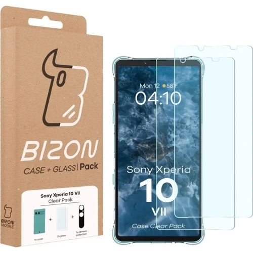 Etui + 2x szkło hartowane + szkiełko na obiektyw Bizon Case Clear Pack do Sony Xperia 10 VII